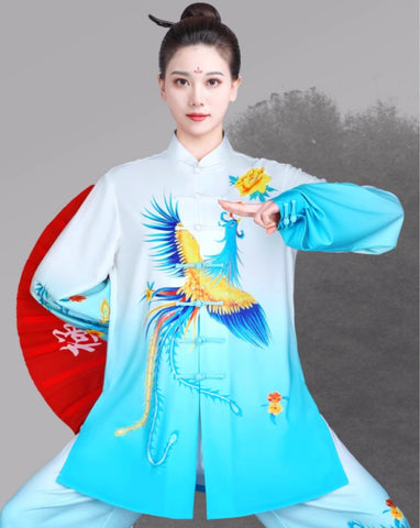 Blue phoenix Tai Chi Clothing for Women's chinese kung fu uniforms martial art wushu performance clothes