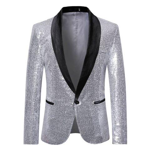 Pink Gold  Silver Blue Sequins Jazz Dance Blazers for Men Youth Host Singers Choir Band Music Production Consert Party Performance Coats for Male