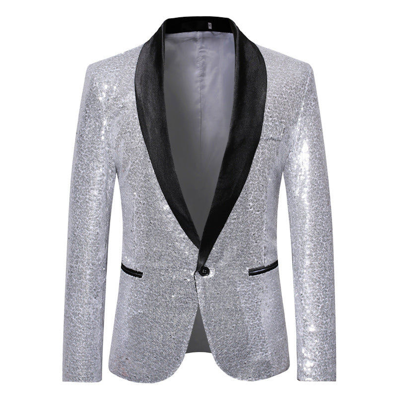 Pink Gold  Silver Blue Sequins Jazz Dance Blazers for Men Youth Host Singers Choir Band Music Production Consert Party Performance Coats for Male