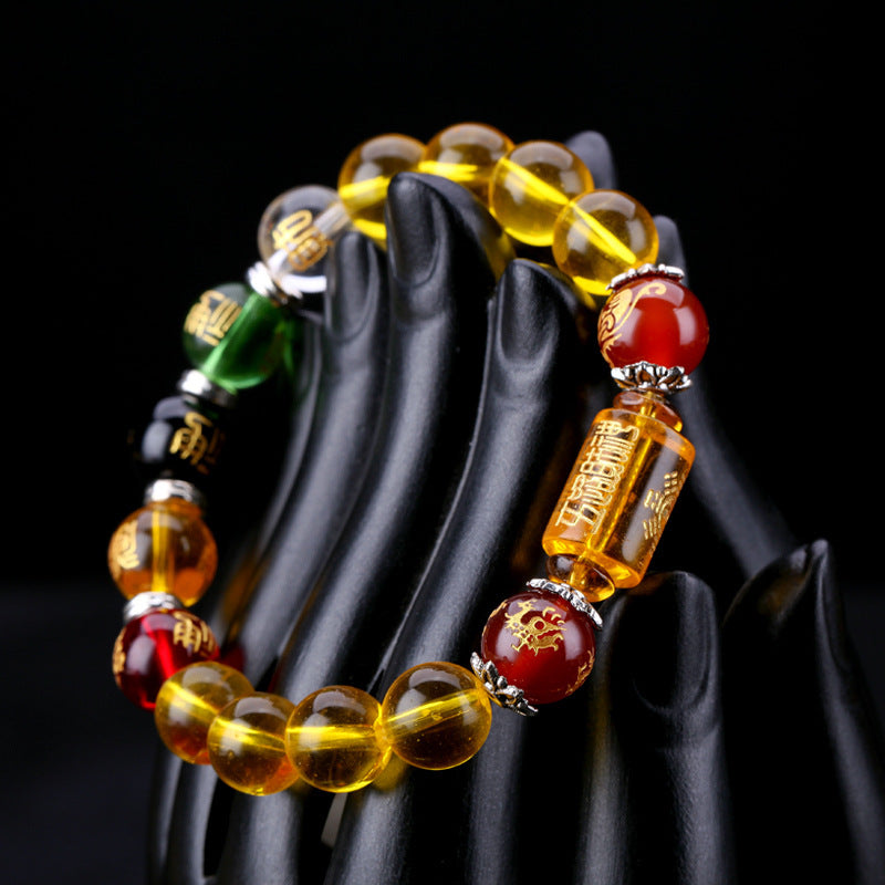 Buddha bracelets Agate Pixiu bracelet citrine five-way God of Wealth luck Buddha beads five elements four divine beast bracelet couple gift