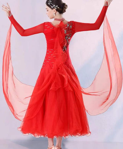 Royal Blue Red Ballroom Dance Dresses for Women Girls Competition National Standard Waltz Tango Dancing Swing Skirts