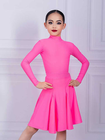 Orange green Latin dance regulations ballroom dance dress kids girls professional turtleneck salsa latin dance outfits for children