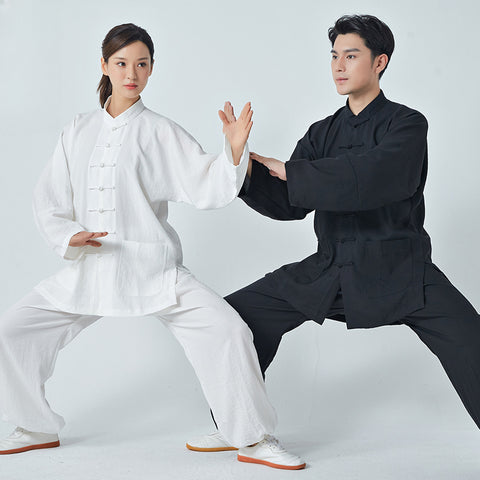 Tai Chi Suit Kung Fu Uniforms Cotton and Linen Men's and Women's Shadowboxing Clothing Baduanjin Chinese Style Martial Arts Practice Clothes Outfit