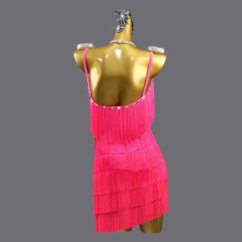 Hot Pink Competition Latin Dance Dresses for Women Salsa Rumba Chacha Salsa Rumba Latin Professional Dance Outfits for Female