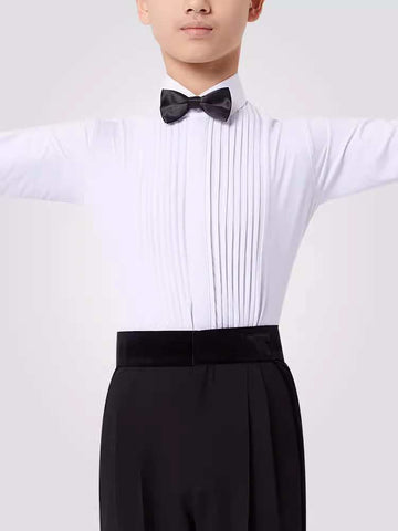 Boys kids latin ballroom Dance shirts white color kids modern dance tops Performance clothes one-piece top