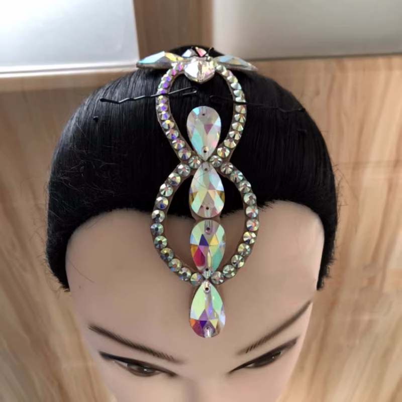 Latin dance  headdress for women girls kids rhinestones forehead headpiece hair accessories jewelry