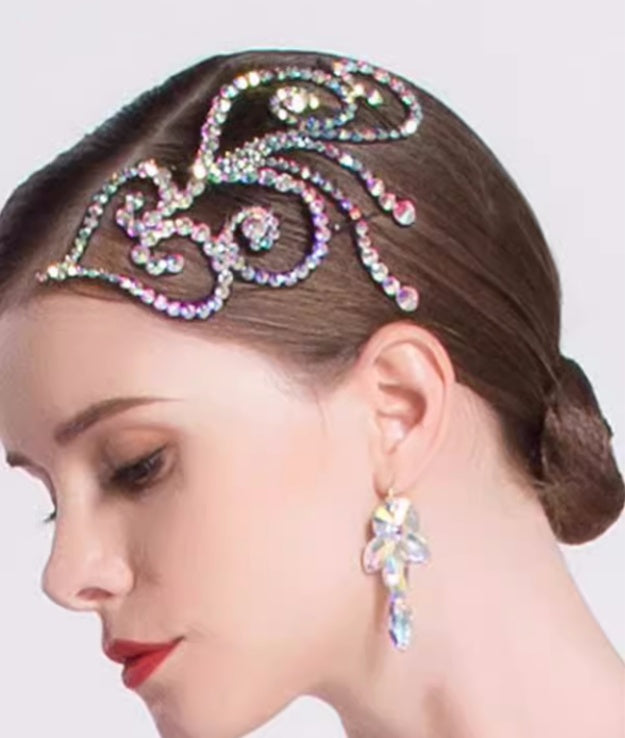 Women Girls Rhinestones Bling Ballroom Latin Ballroom Dance Headdress Ballroom Headpiece Rhinestones Head Flower Hairpin