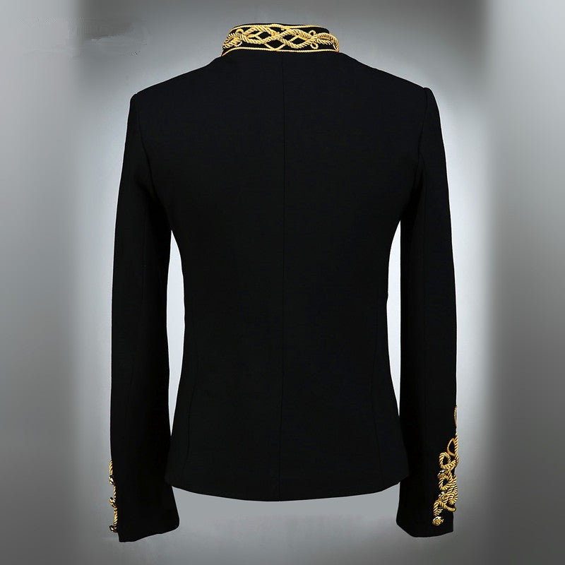 Jazz Dance Costumes  Stand collar embroidery slim coat Men Classic Court Blazer Stage Costumes - 