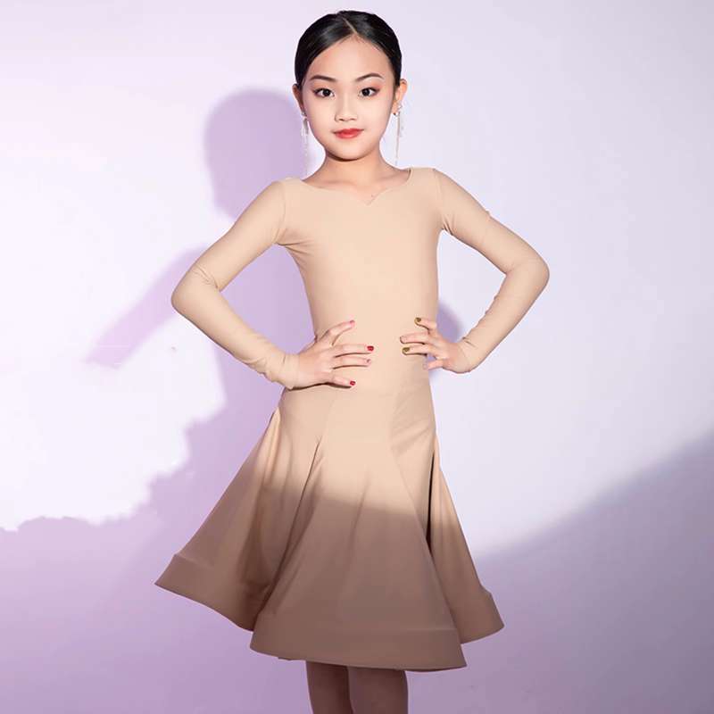 Children's Latin Dance dresses blue pink green Regulations Competition Uniforms Girls Professional Standards Grading Examination skirts