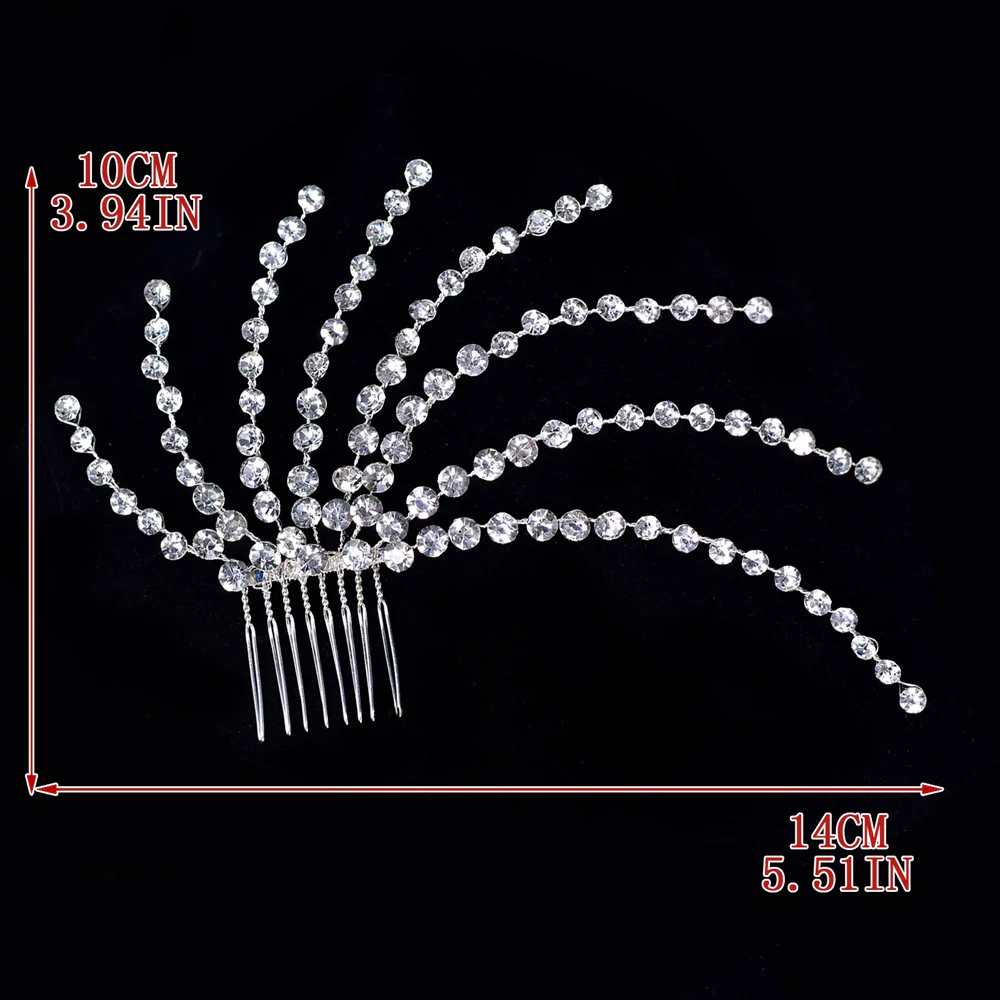 Women latin ballroom dance headdress stage performance bling hair comb Bride wedding braided hair accessories handmade