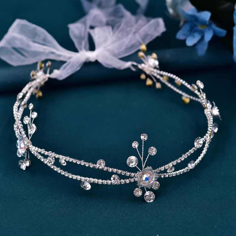 Women Bridal bling headdress dance dress up hair accessories girls stage performance style princess birthday party forehead Chain