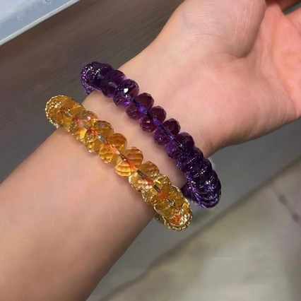 Buddha Bracelets fengshui Money luck crystal bracelet for unisex Citrine amethyst shiny bracelet hand rope festival gift for couple lovers