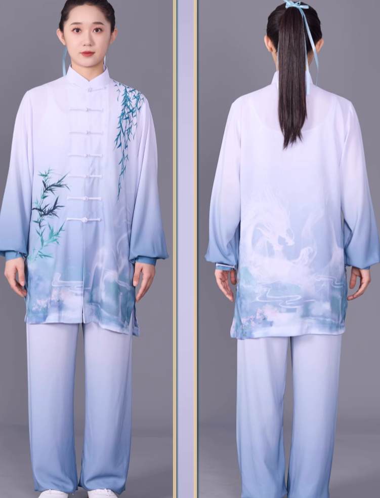 Blue Tai Chi clothing for women wushu chinese kung fu performance uniforms martial art performance clothes for female