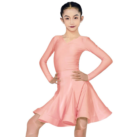 Girls Latin Dance Dresses Kids Blue Pink Green Purple Ballroom Salsa Rumba Chacha Standard Competition Dance Outfits