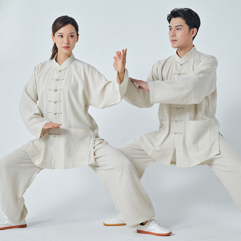 Tai Chi Suit Kung Fu Uniforms Cotton and Linen Men's and Women's Shadowboxing Clothing Baduanjin Chinese Style Martial Arts Practice Clothes Outfit