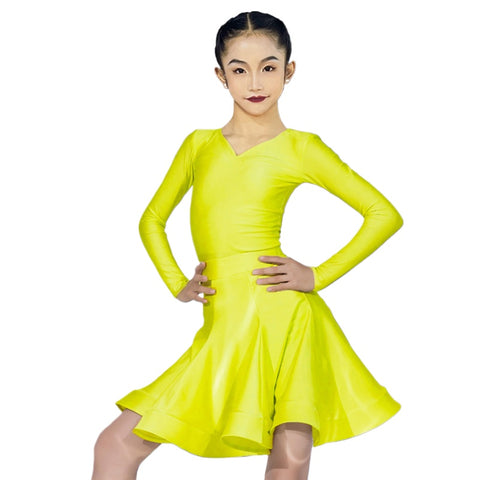 Girls Latin Dance Dresses Kids Blue Pink Green Purple Ballroom Salsa Rumba Chacha Standard Competition Dance Outfits