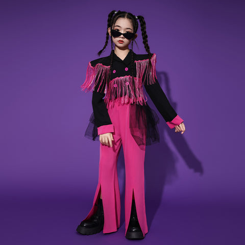 Kids Jazz Dance Sequined Performance Clothes Fashionable Girls Fashionable Sequins HipHop Costume Girls Catwalk Costumes