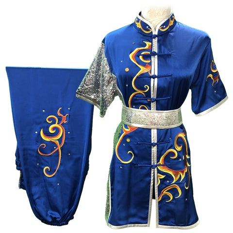 Chinese Martial Arts Clothes Kungfu Clothe Tai Chi Wushu Competition Performing Colored Clothes, Rose Red Embroidery,