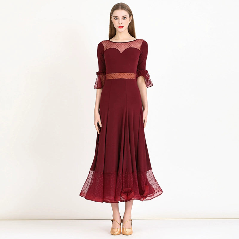 Black wine ballroom dance dresses for women girls Elegant modern waltz tango foxtrot dance dress Ballroom Dance Dresses