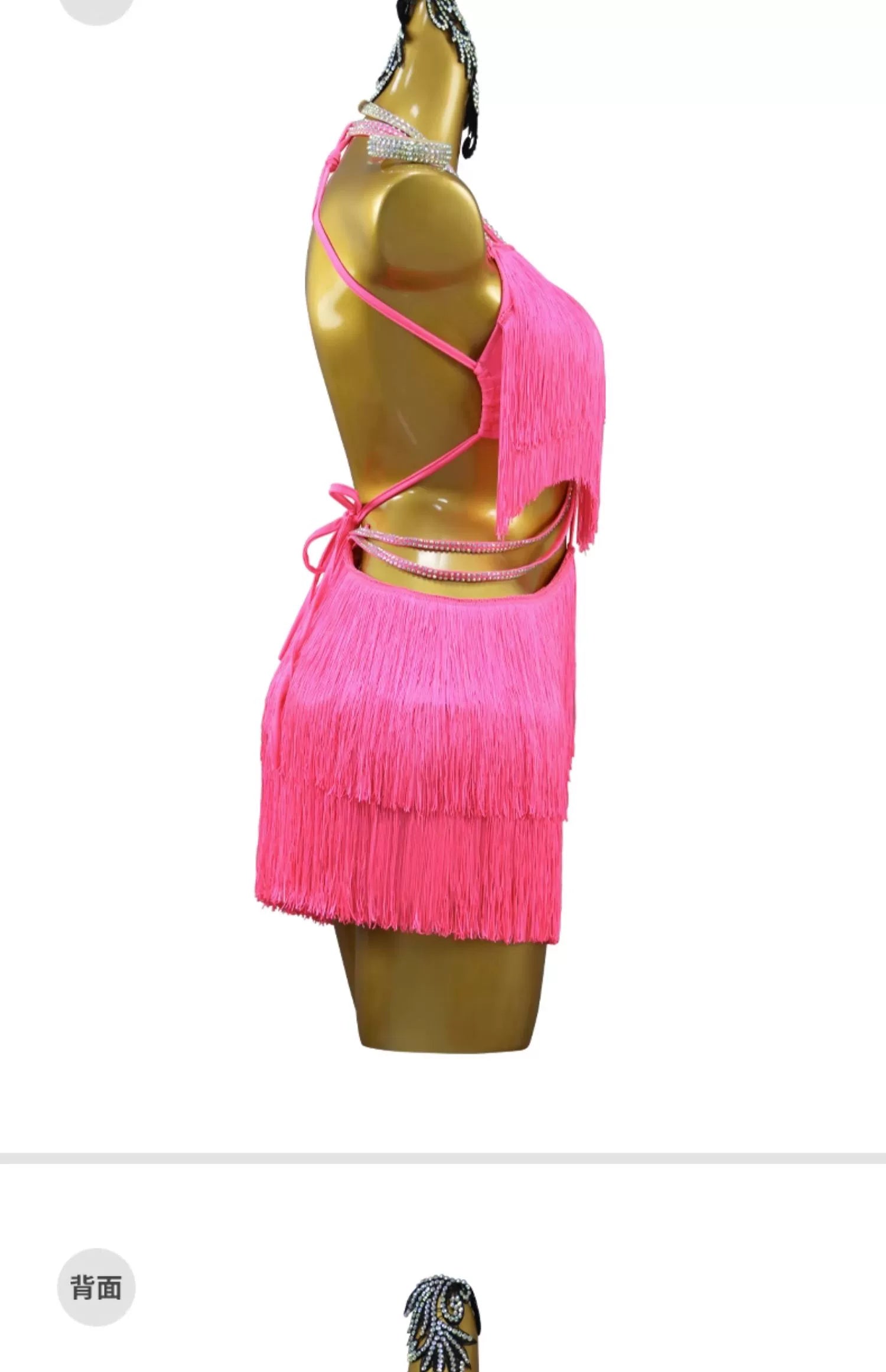 Professional hot pink fringe competition Latin Dance dresses salsa rumba chacha Contest Performance Costume  for Adult Children Solo dance