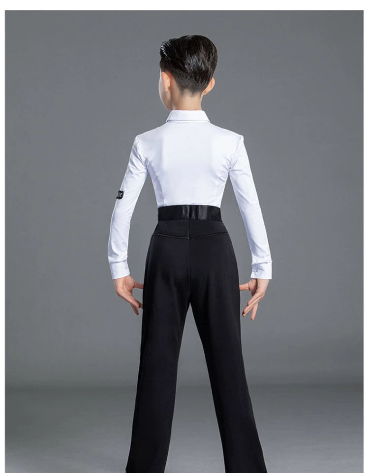 Children Boys Kids Latin Ballroom Dance Shirt Pants Professional Latin Dance Competition Outfits Regulations Art Test Pants