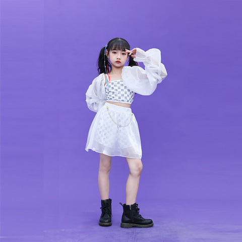 Children's Jazz hiphop street Dance Performance Clothing for girls Kindergarten Model Walk Group Dance Outfits