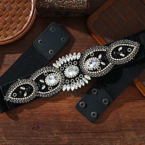 Xinjiang Latin ballroom dance sasehs waistband  diamond elastic waist belt for women girls Uygur dance accessories dancing waist chain