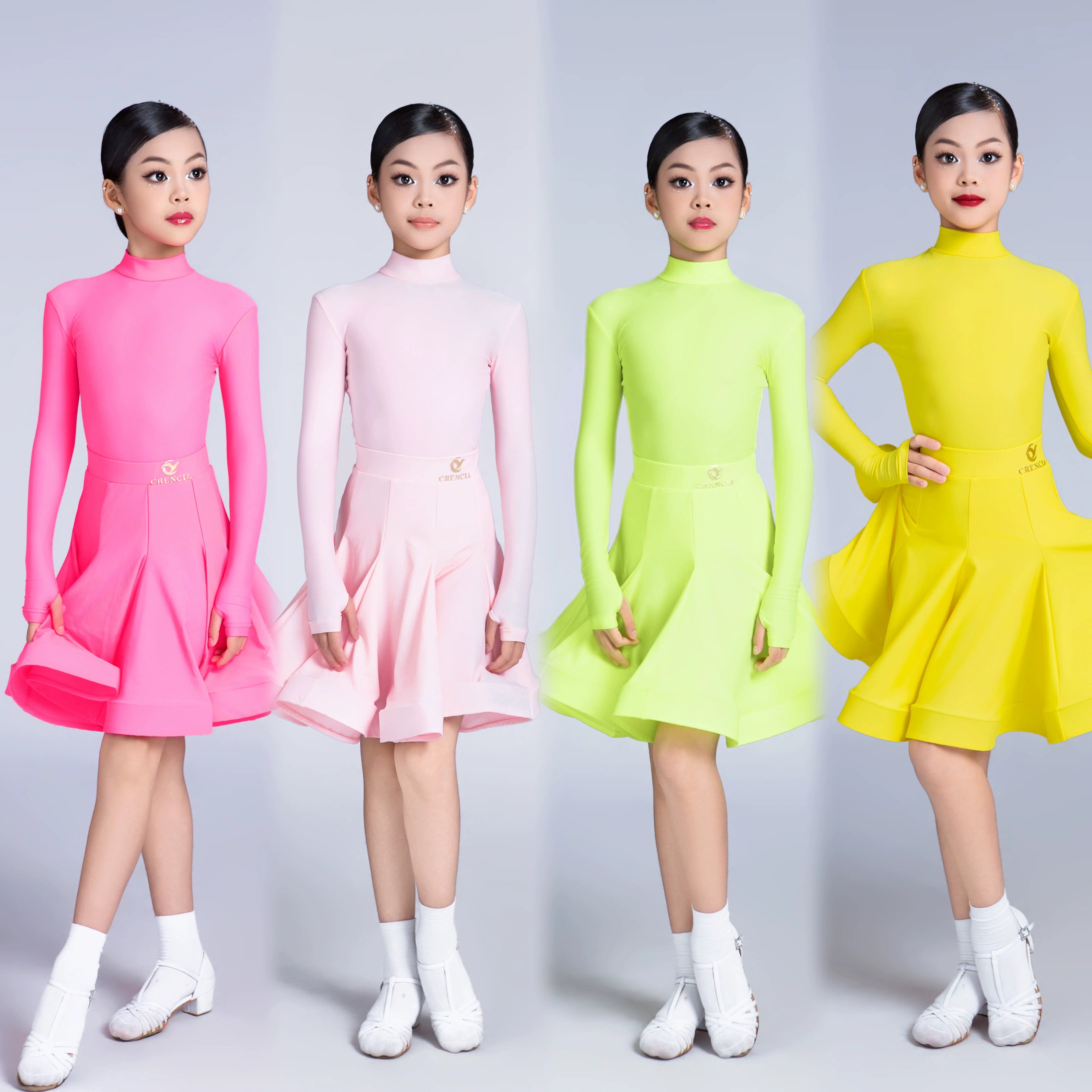 Colorful Latin dance competition dresses for girls kids professional Latin ballroom exam contest performance costumes for children