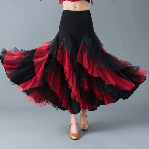 Modern Skirt Ballroom Dance Skirt Female Adult National Standard Dance Half-length Skirt Waltz Ballroom Dance Skirt - 