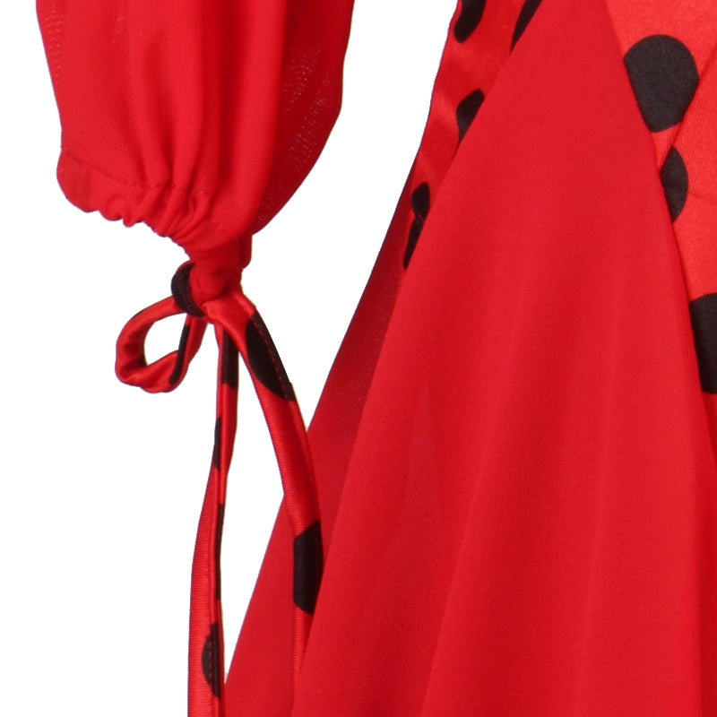 Red Polka Dot Ballroom Dance Dresses for Women Girls Modern Party Vintage Style Waltz Tango Flamenco Stage Performance Long Gown