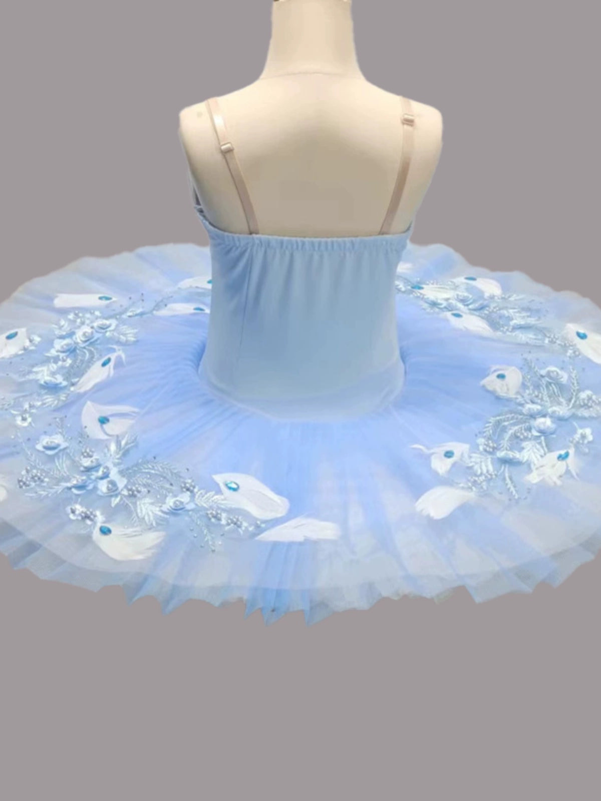 Professional Light blue feather ballerina ballet dance dresses for girls kids tutu skirts bluebird tutu performance leotard costumes