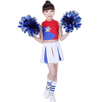 Children Blue Red Cheerleading Uniforms for Girls Kids Jazz Dance Costumes Cheerleading Performances Hi Hop Street Dance Outfits