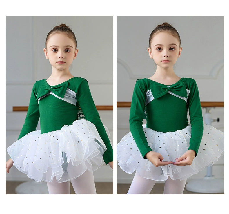 Children Girls Purple Blue Butterfly Fairy Ballet Dance Dresses for Kids Tutu Skirts Long Sleeves Back Fairy Bows Ballet Gymnastics Performance Skirts