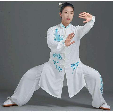 Custom Size White Phoenix TaI Chi Clothing for Women Breathable Martial Art Wushu Performance Clothes Chinese Kung Fu Uniforms