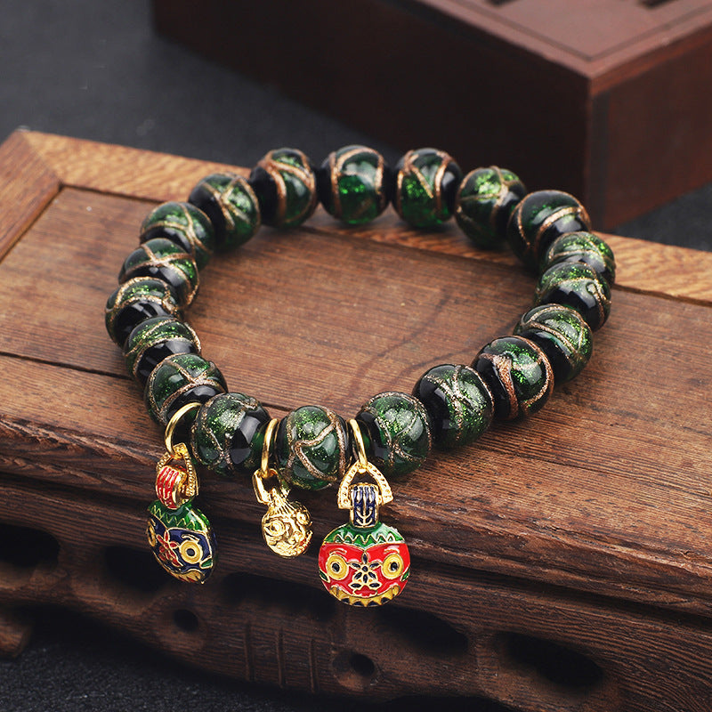 Buddha Bracelets Glazed bracelet colorful gold-swallowing beast feng shui god luck wealth bracelets for unisex birthday gift