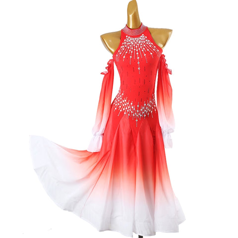 Red Modern Ballroom Dance Dresses for women girls waltz tango foxtrot smooth dance Competition Dresses for female