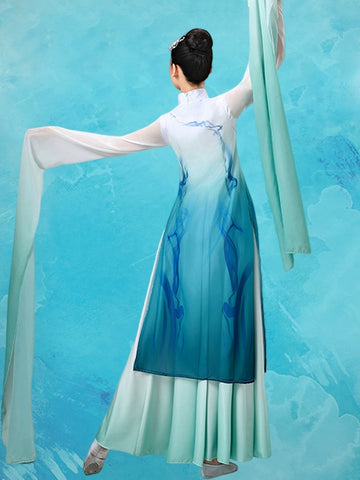 Blue Chinese Classical dance costumes for women girls water sleeves Han Tang hanfu  hua Dan Yichuan Qingyi Yinjiang  Dance dresses