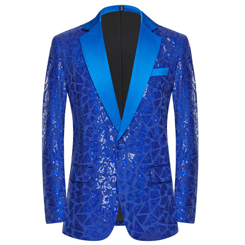 Men's Triangular Sequins Jazz Dance Blazers White Green Red Blue Gold Shiny Singers Host  Chor Party Dress Up Coats Band Performance Jackets for Man