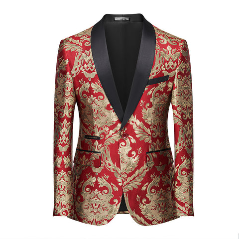 Men's jazz dance dress suit wedding party bridegroom blazers singers host choir music band stage performance jacquard coat for male