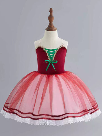 Ballet dance dresses for kids toddlers tutu skirts Red yellow green ballerina ballet performance pancake costumes for children