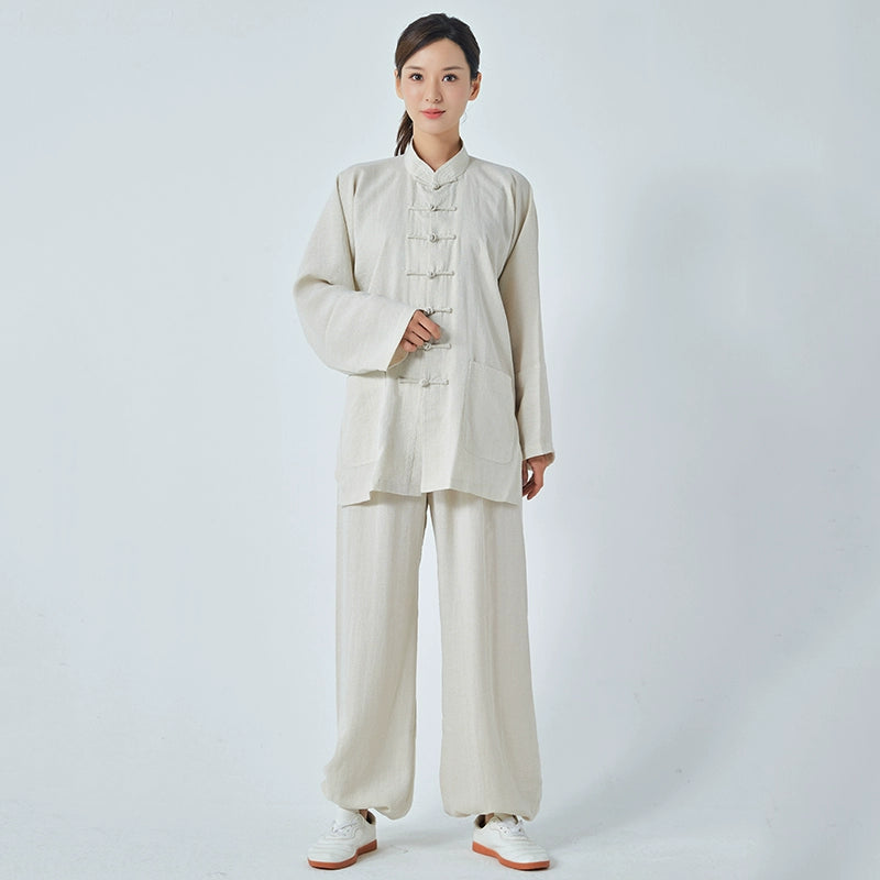 Tai Chi Suit Kung Fu Uniforms Cotton and Linen Men's and Women's Shadowboxing Clothing Baduanjin Chinese Style Martial Arts Practice Clothes Outfit