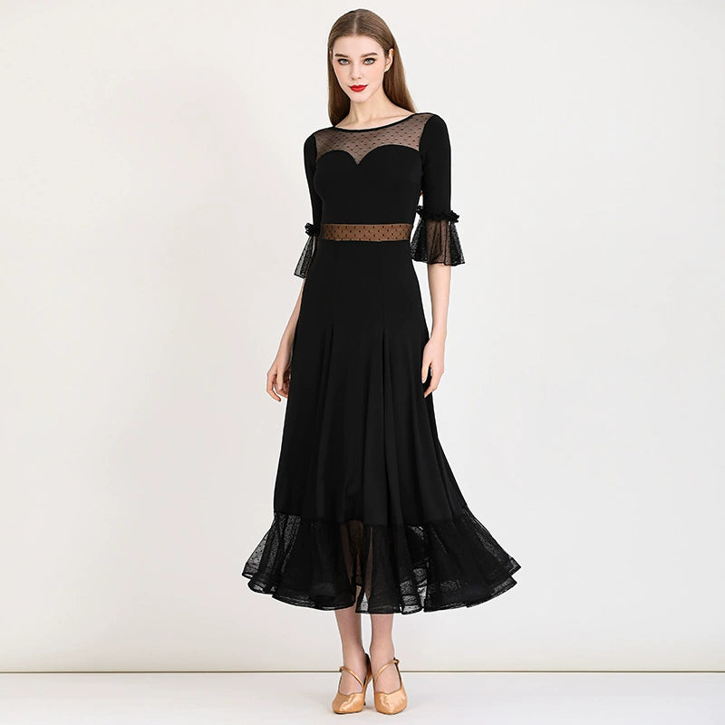 Black wine ballroom dance dresses for women girls Elegant modern waltz tango foxtrot dance dress Ballroom Dance Dresses