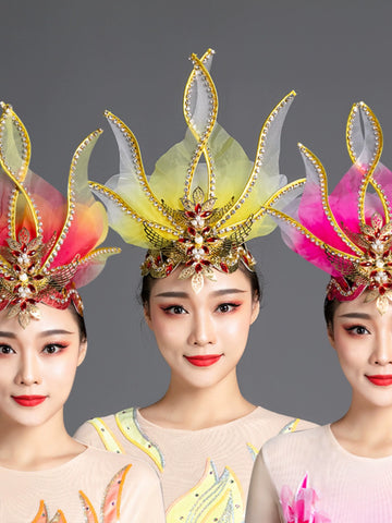 Opening Flamenco Dance Headdress for Women Girls Flowers Dress Headpiece Choir Dance Headgear Pageant Catwalk Stage Performance Props