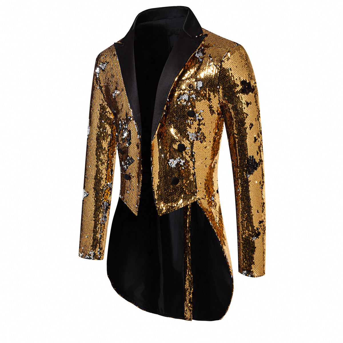 Men's gold red blue sequin jazz dance coats Magician singers nightclub bar dj ds performance long tuxedo jackets Wedding party Banquet outwear