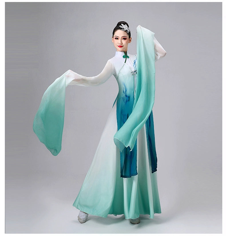 Blue Chinese Classical dance costumes for women girls water sleeves Han Tang hanfu  hua Dan Yichuan Qingyi Yinjiang  Dance dresses