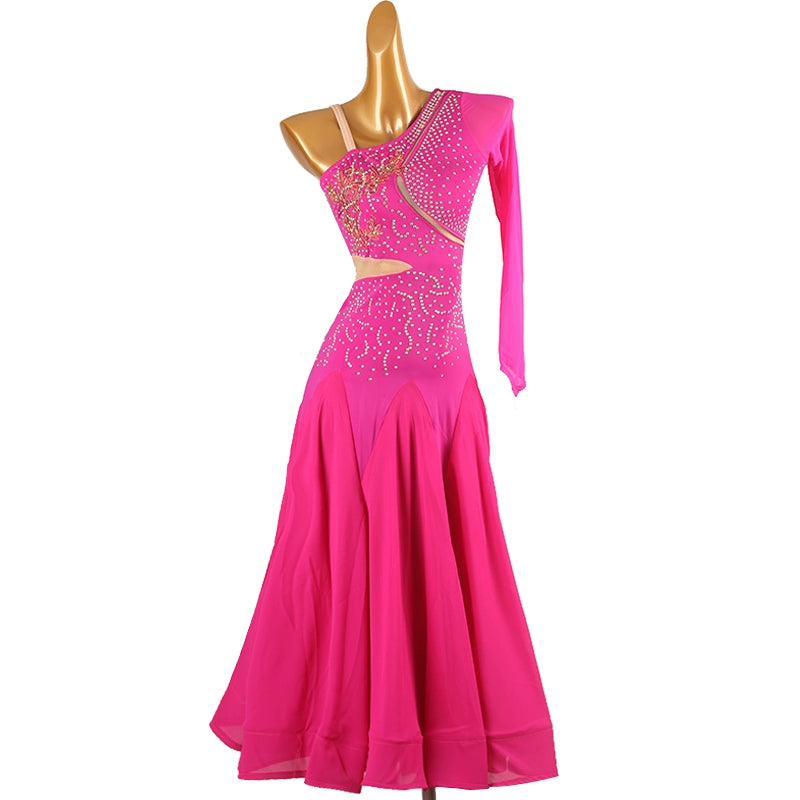 slant neck bling ballroom dance dresses for women pink blue national ballroom waltz tango foxtrot smooth dance gown competition skirt