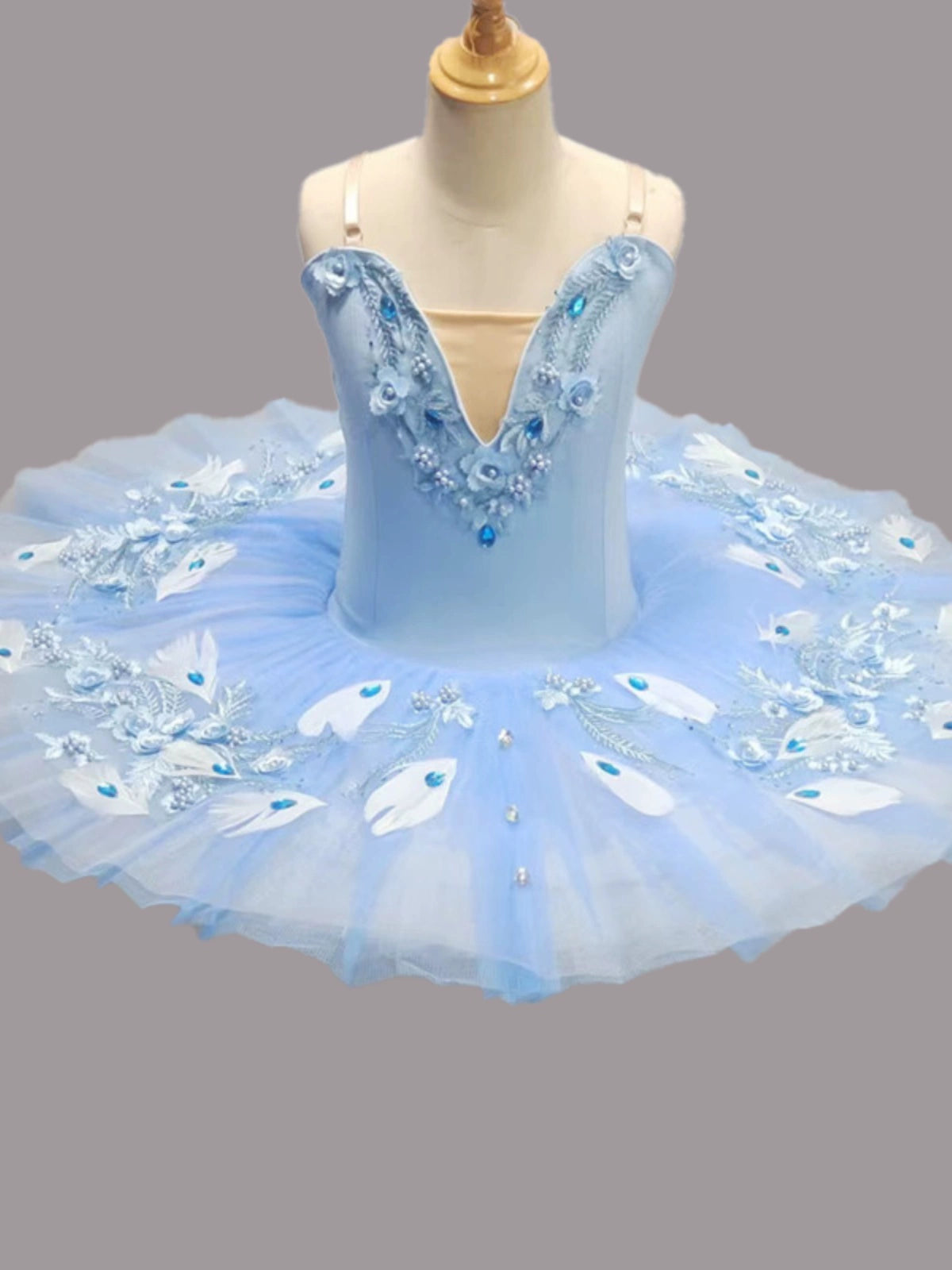 Professional Light blue feather ballerina ballet dance dresses for girls kids tutu skirts bluebird tutu performance leotard costumes