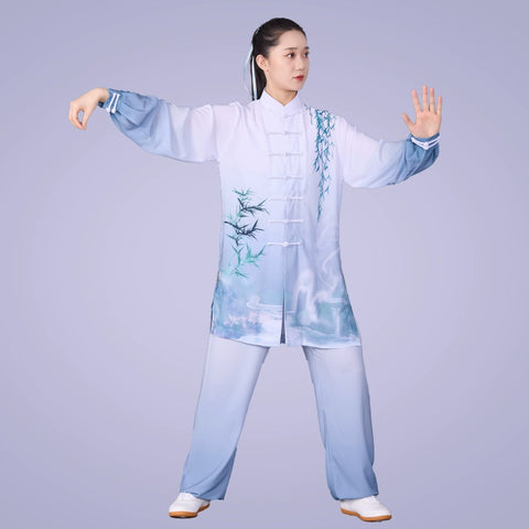 Blue Tai Chi clothing for women wushu chinese kung fu performance uniforms martial art performance clothes for female