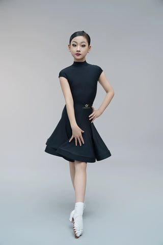 Children's Latin dance dresses for girls kids blue purple white turtleneck latin ballroom salsa competition outfits short sleeve fishbone skirt