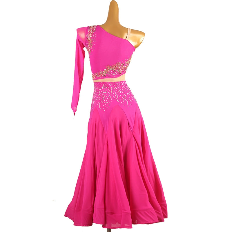 slant neck bling ballroom dance dresses for women pink blue national ballroom waltz tango foxtrot smooth dance gown competition skirt